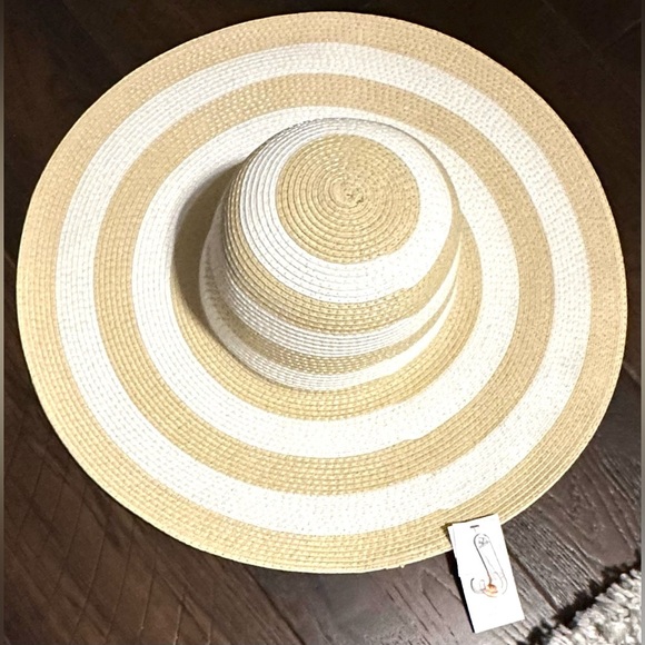 ‼️RARE‼️🎸SHADE & SHORE🎸🔥NWT🔥Striped Packable Straw Sun Hat - Picture 8 of 13